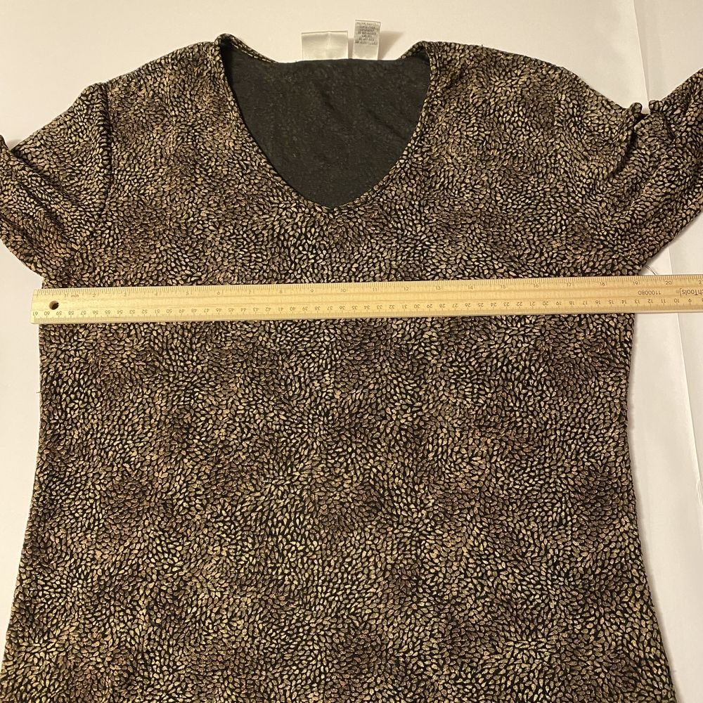 Chico's Brown and Tan Women's Long Sleeve Blouse V-Neck Size 2 - Picture 7 of 7